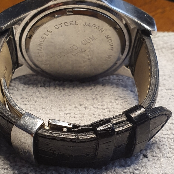 Techno.Com by KC Silver/Goldtone Diamond Leather Men's Watch w/Day,Date,24hrDial - Picture 5 of 6